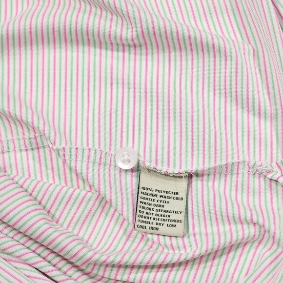 Donald Ross Golf Polo Men’s M White Pink Green Micro Stripe Polyester - Picture 7 of 7
